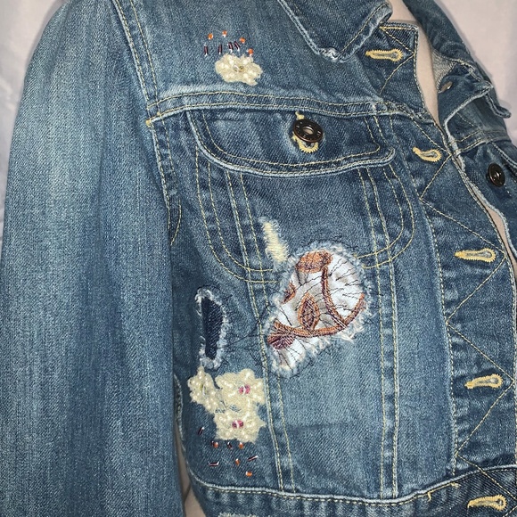 Old Navy Med (junior)  Beaded Cropped Denim Jacket - Picture 4 of 4